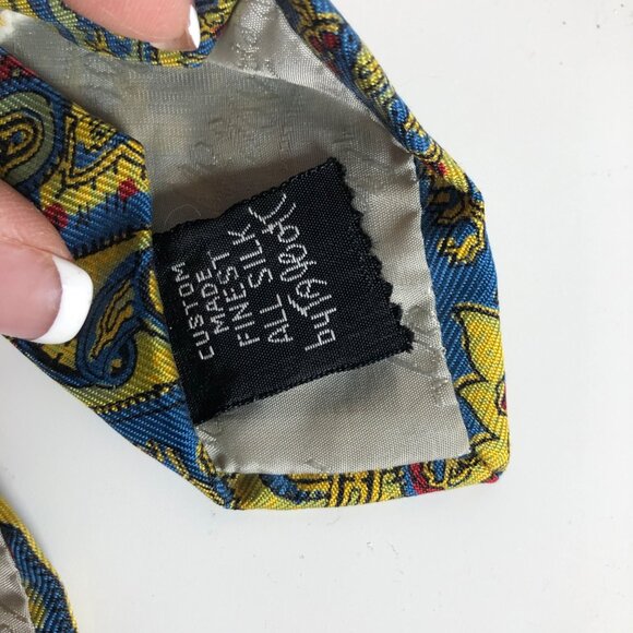 Robert Talbott Ancient Madder Silk Tie Blue Yellow Paisley Mens Necktie Office - Picture 6 of 8